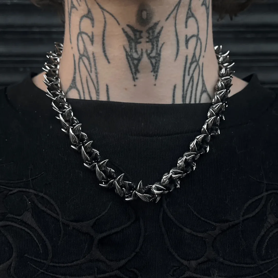 Custom spiked metal necklace made for Cal Jewelry