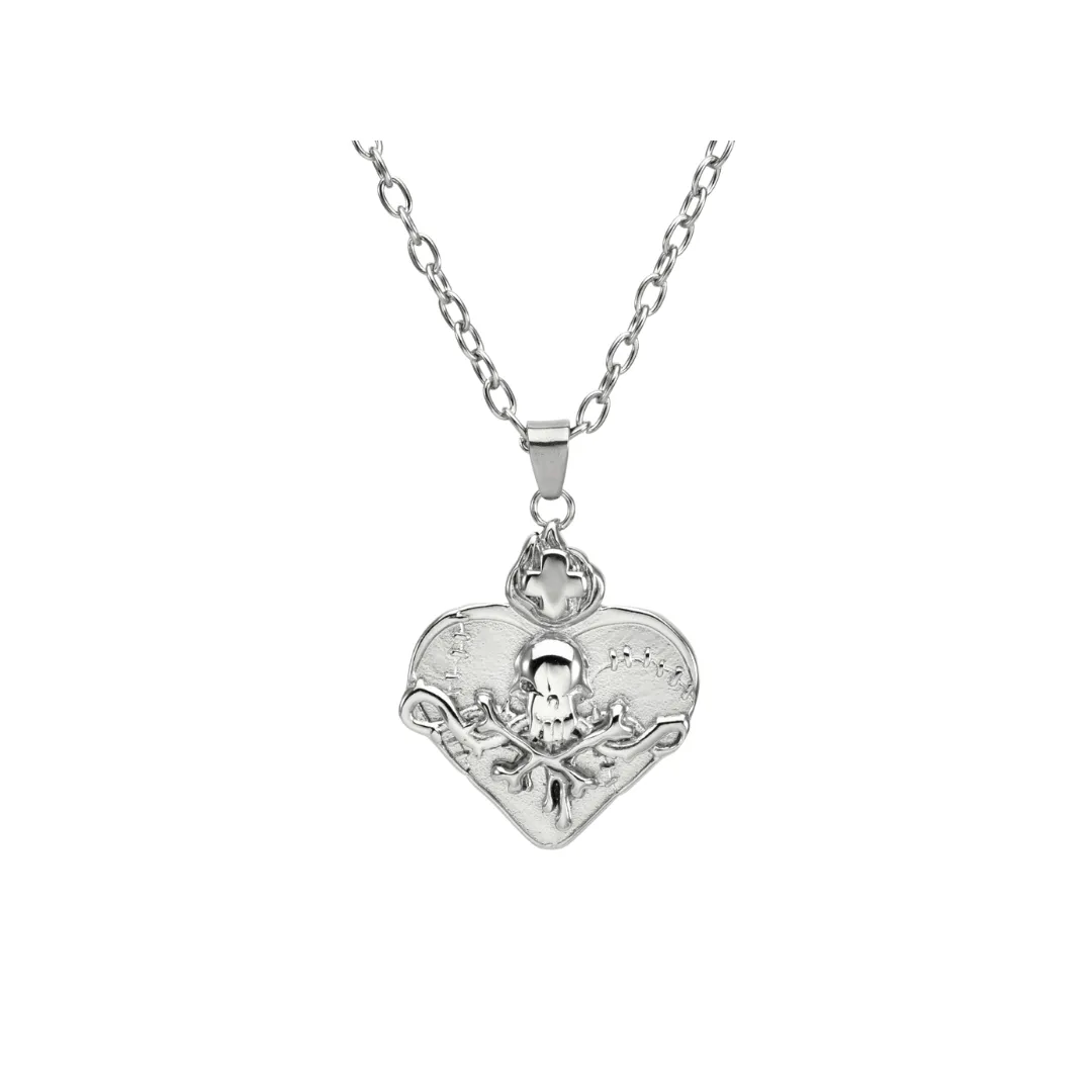 A custom silver 3D necklace in the shape of a heart