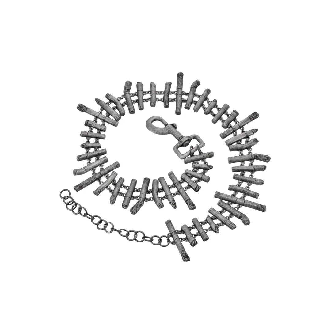 A custom belt made of cigarette pendants and antique plating