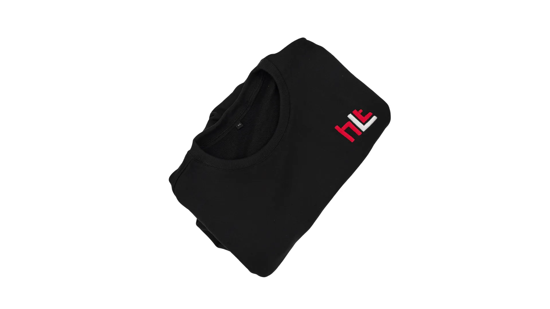 A black crewneck with embroidered logo