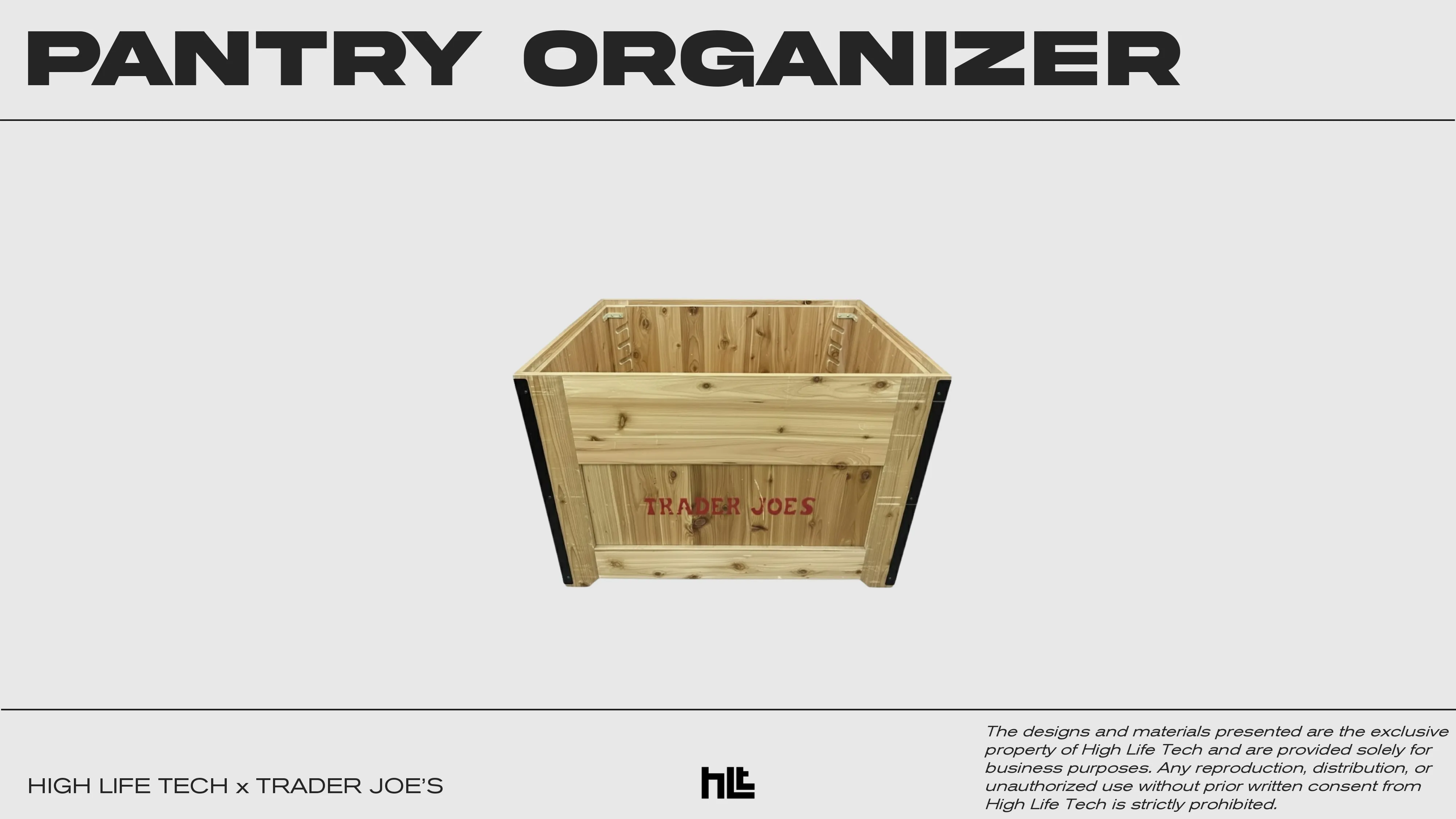 A Trader Joes Branded Wooden pantry organizer