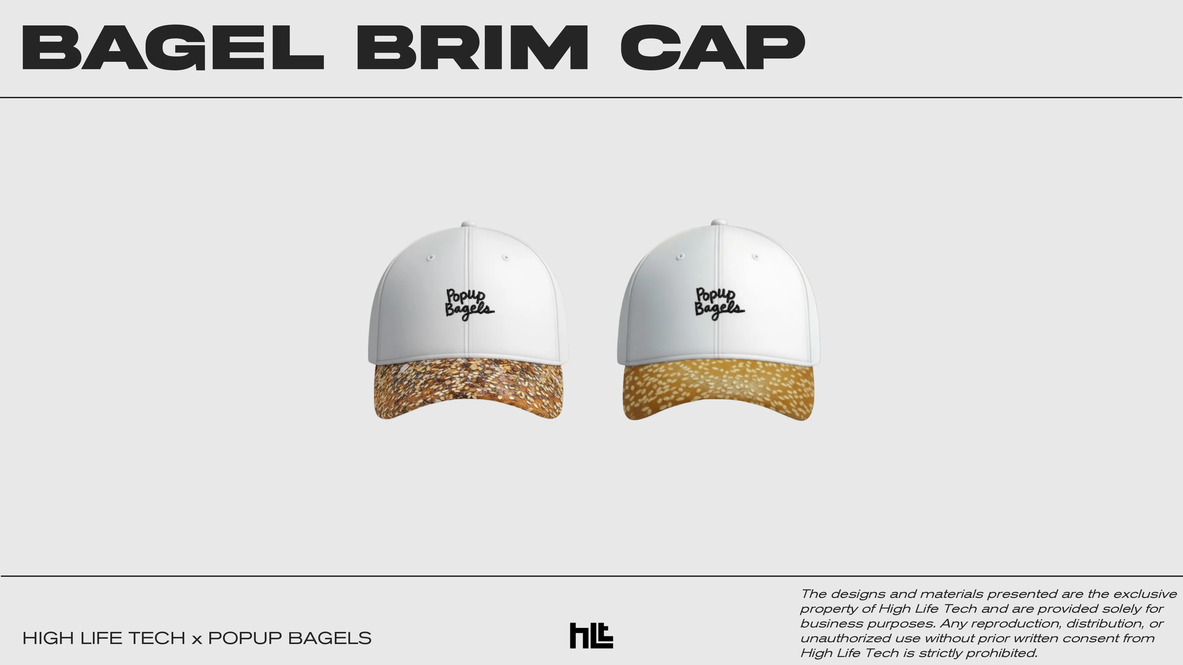 A custom hat where the brim looks like a seasoned bagel