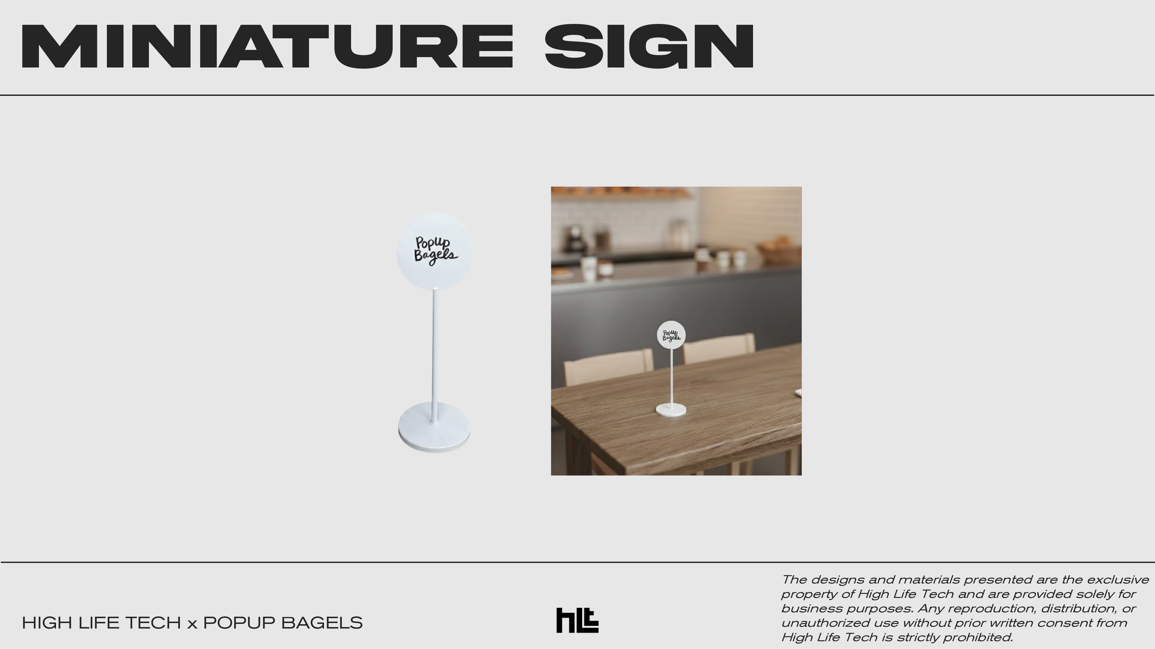 A custom logo table sign