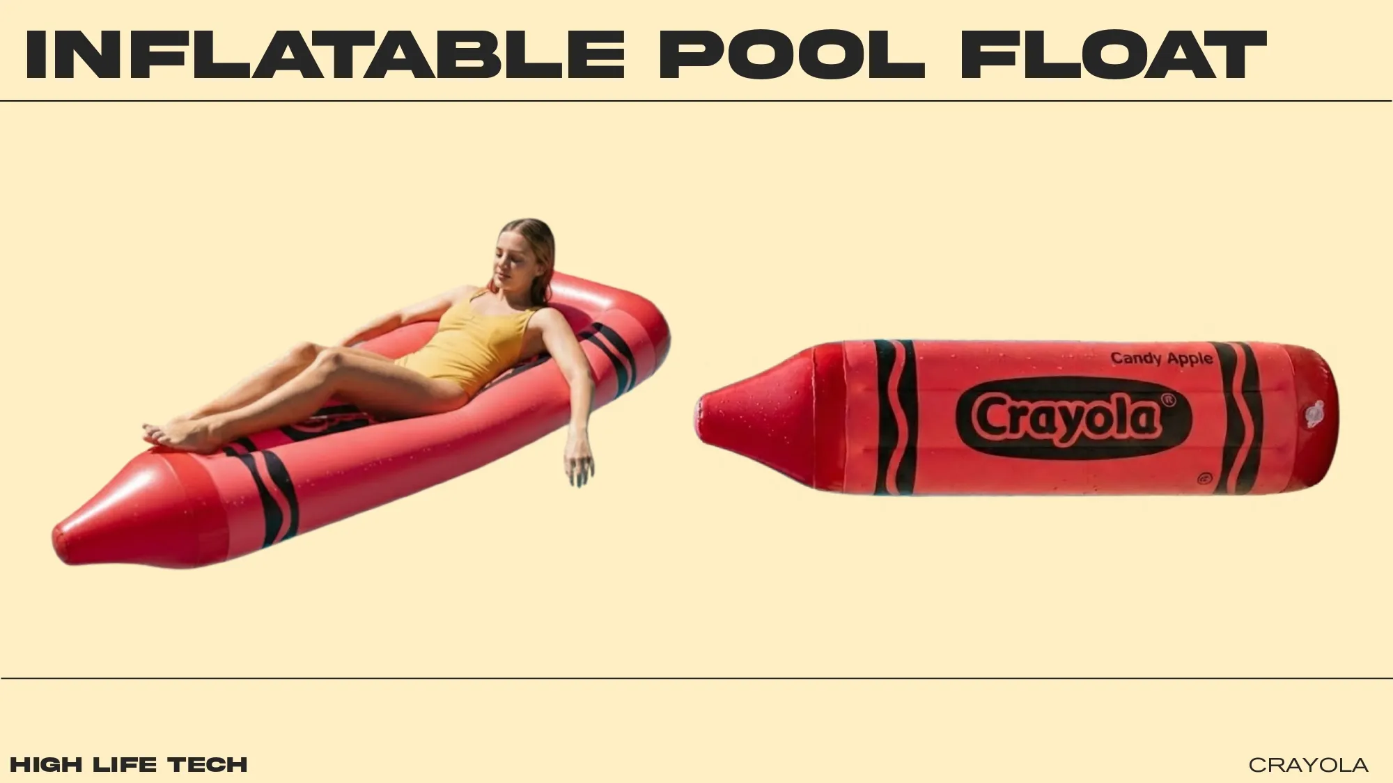 An inflatable Crayon pool float