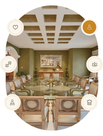 dining room with icons