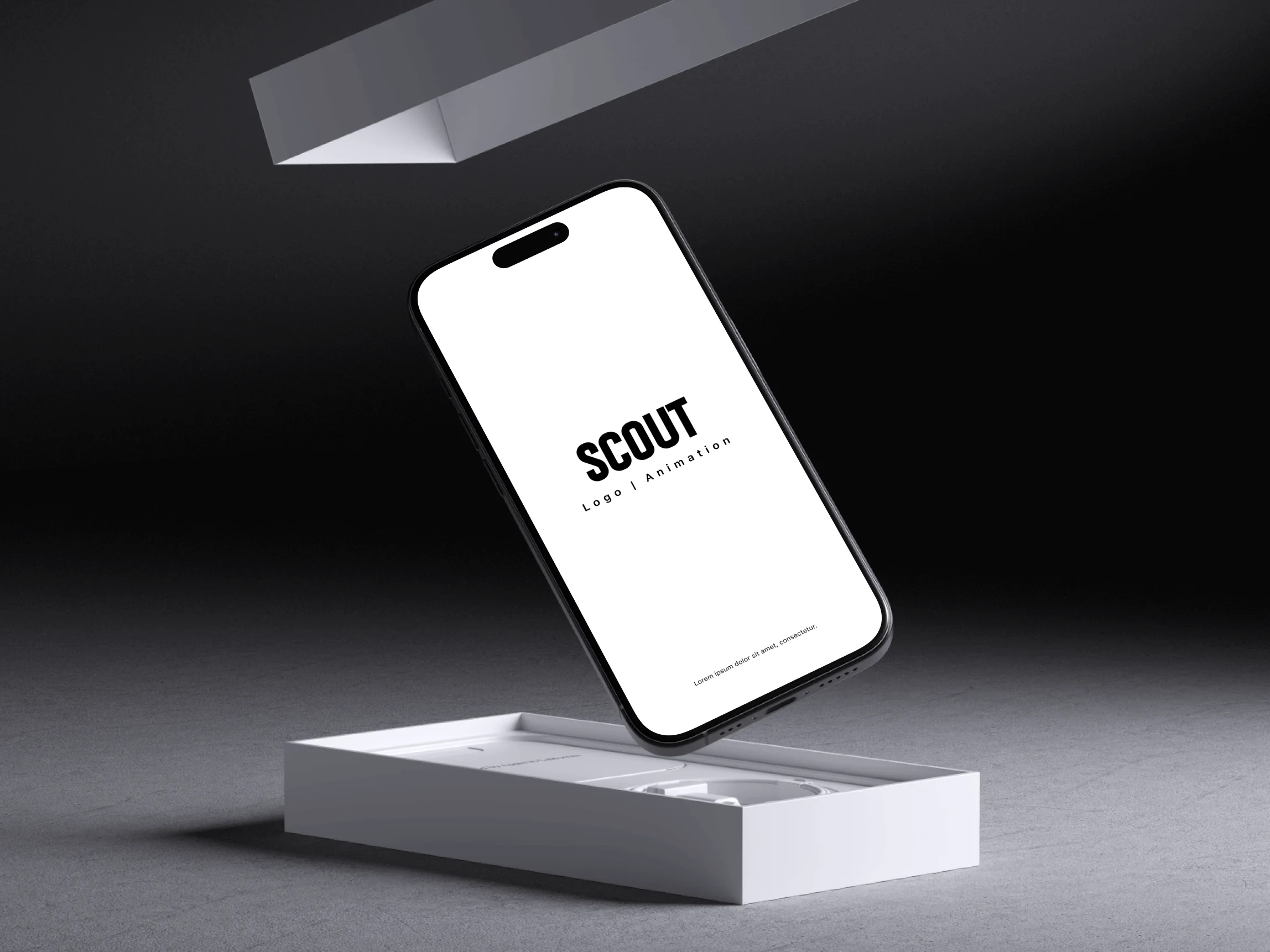 Low-fidelity SCOUT prototype on a phone above an open box