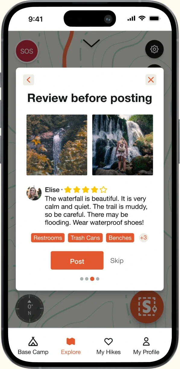Finding 3 high-fidelity screen: Trail review