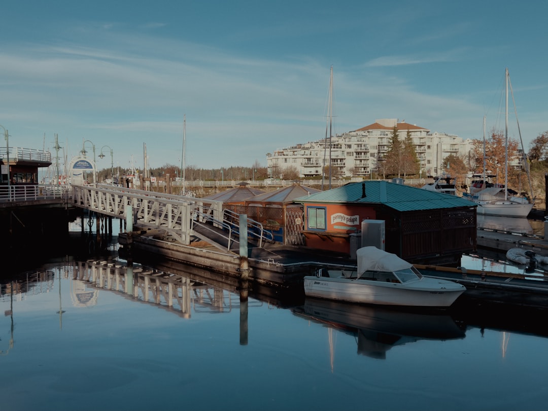 a body of water with boats docked in it