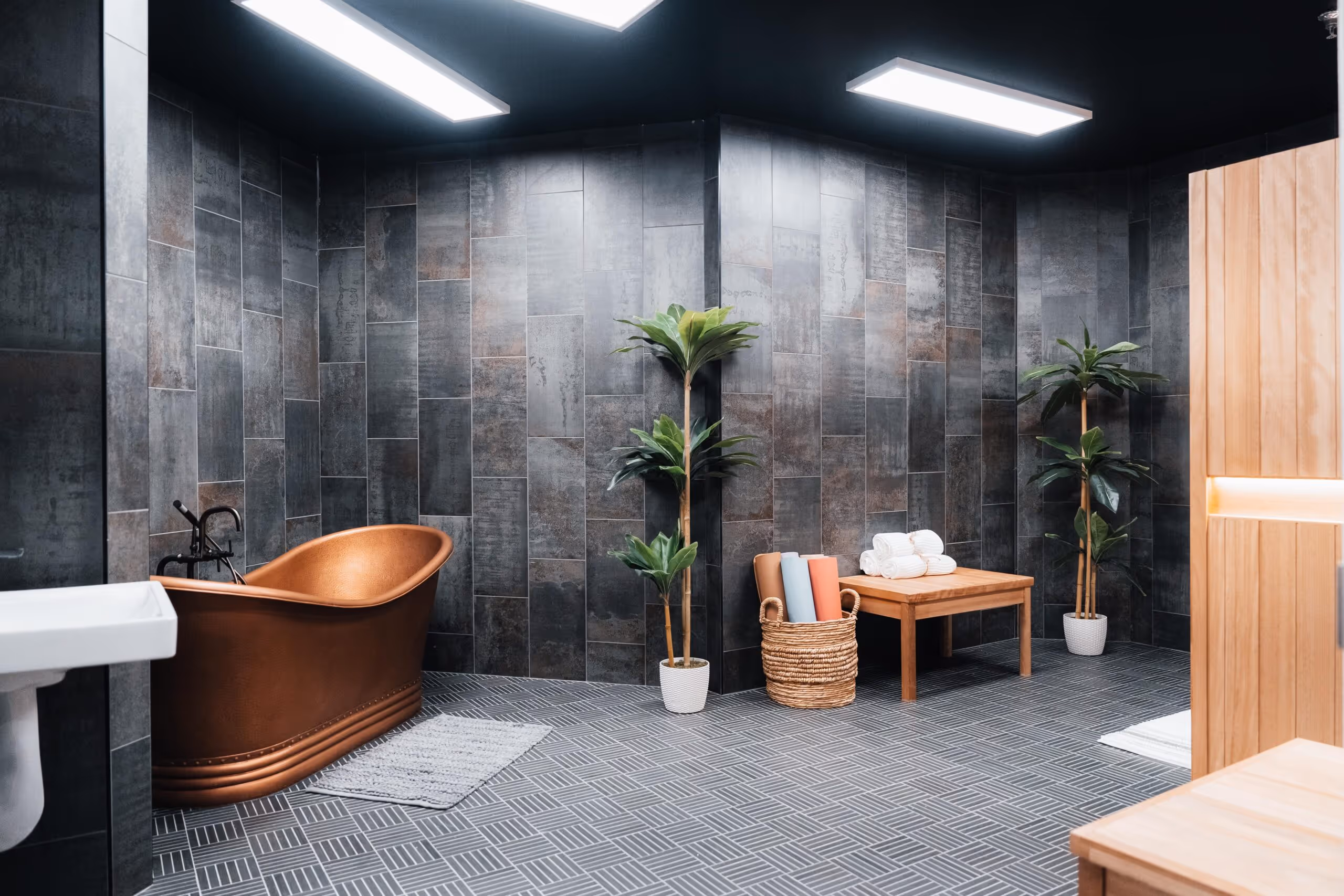 Commercial plumbing installation in Brentwood TN – Arbor Wellness sauna room by AKV Plumbing