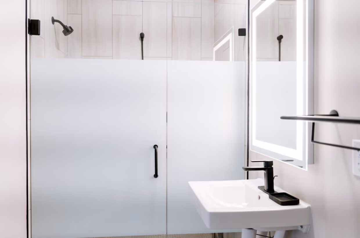 Commercial plumbing installation in Brentwood TN – Arbor Wellness patient bathroom by AKV Plumbing