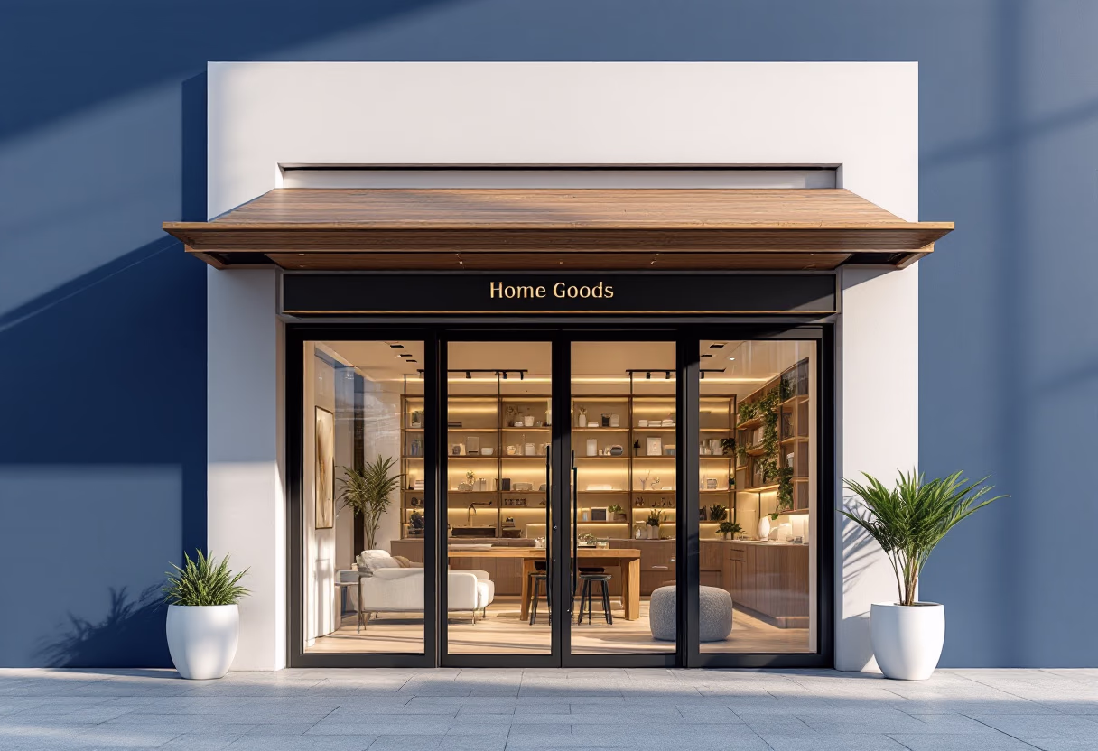 [background image] image of store entrance (for a home goods store)