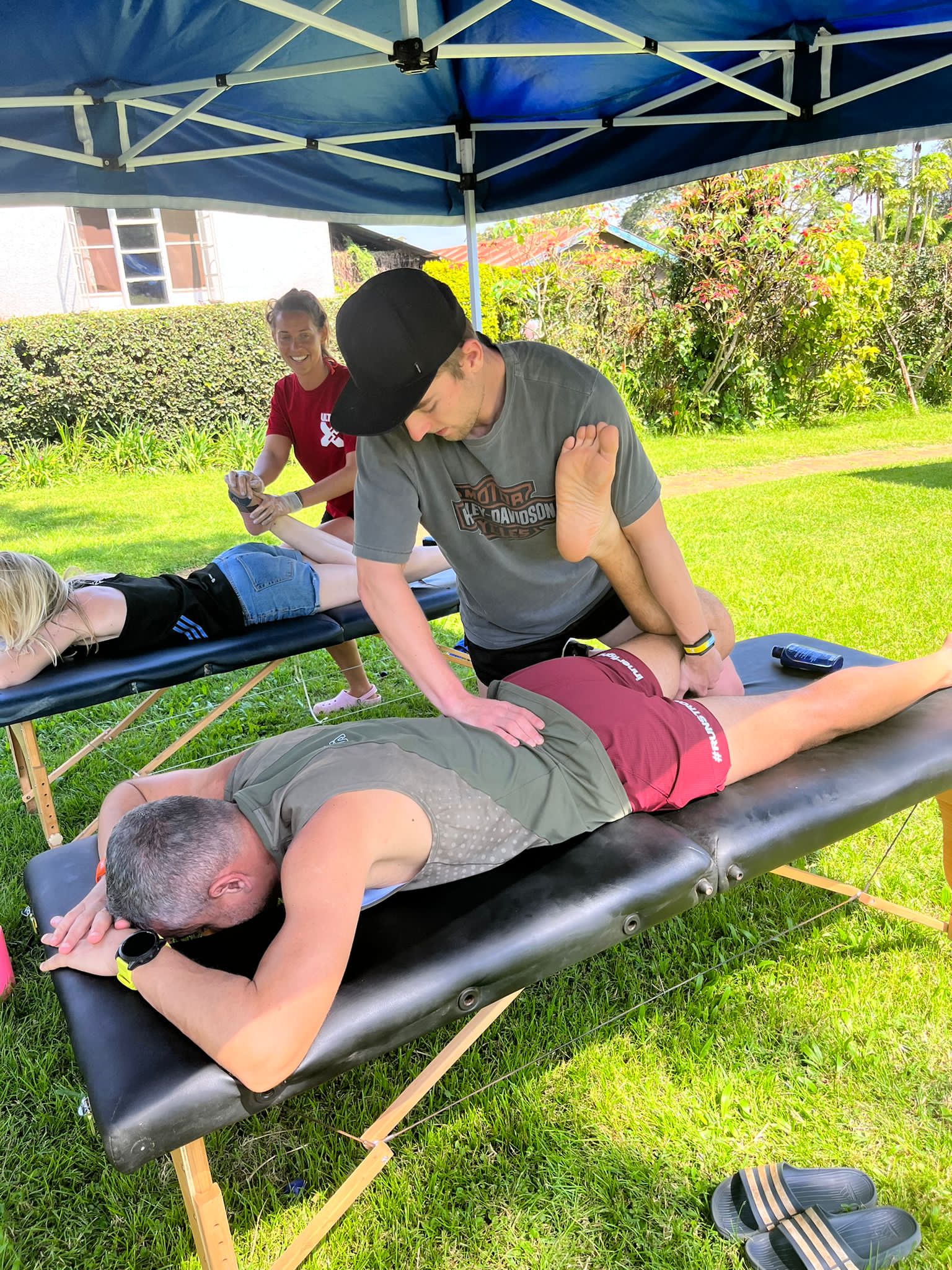 image of a personal trainer guiding a client through a workout