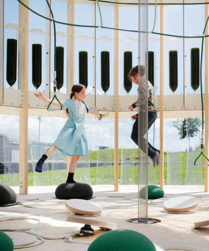 Children playing inside the AirBubble playground.