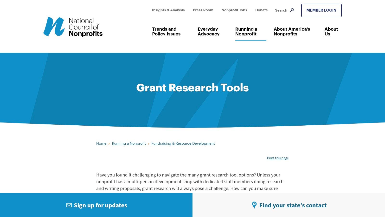 National Council of Nonprofits – Grant Research Tools and State Resources