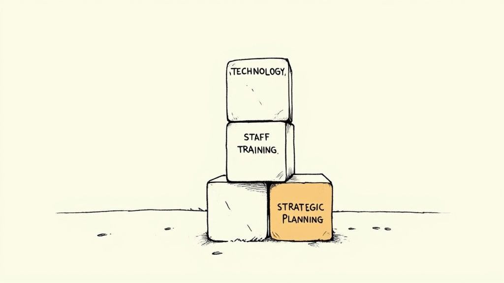 A team of nonprofit workers collaborating in an office, symbolizing organizational strength