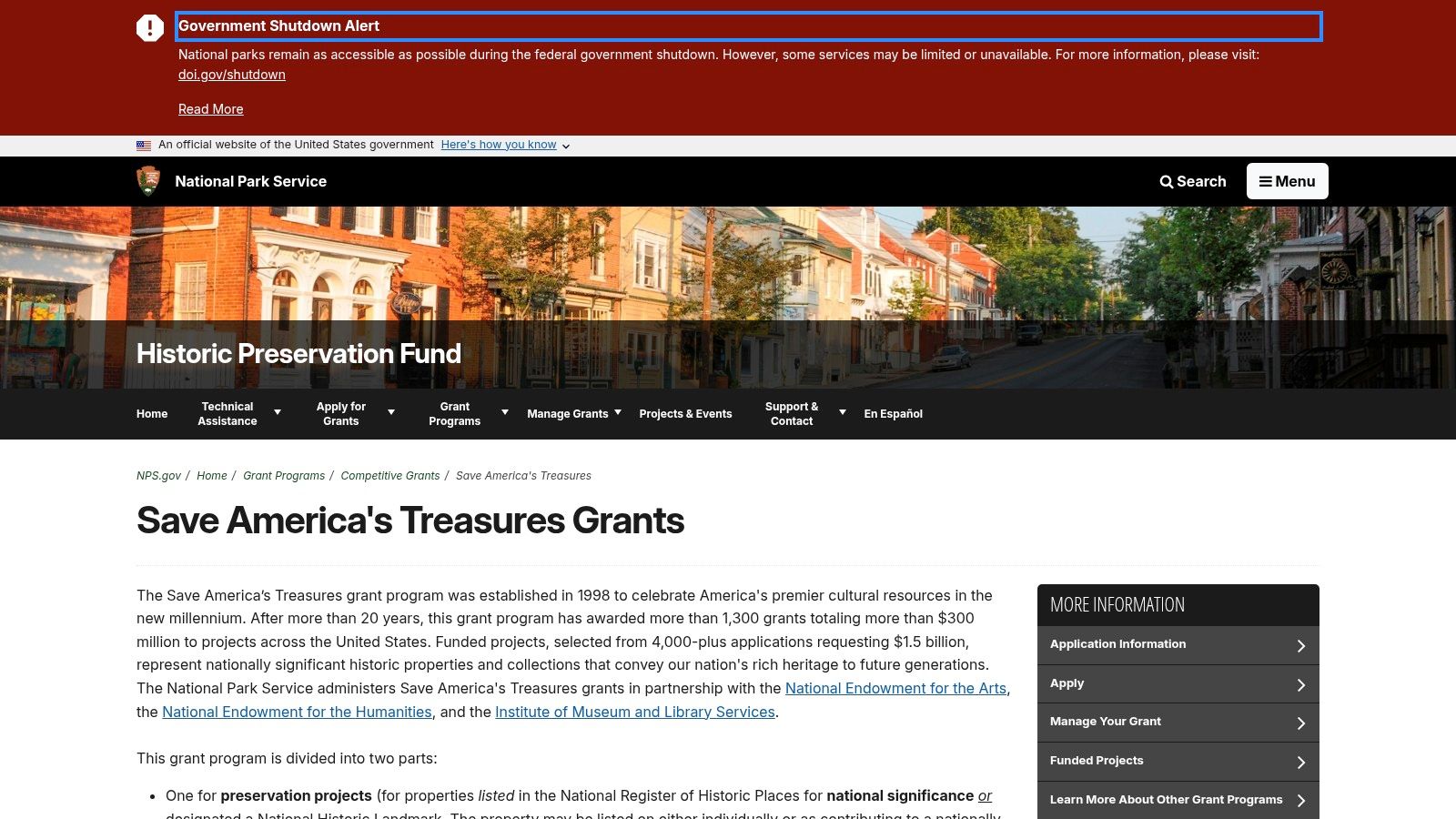 Save America’s Treasures (National Park Service – Historic Preservation Fund)