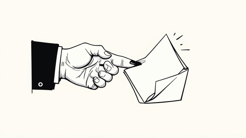 A person writing a grant letter of inquiry on a laptop with a cup of coffee nearby.