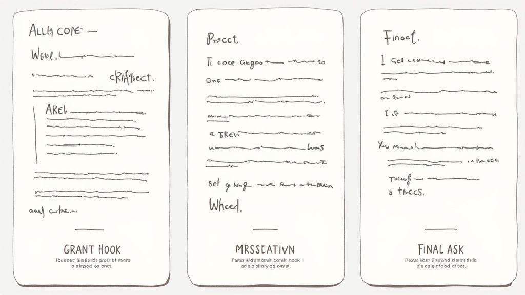 A person highlighting key sections of a sample grant letter of inquiry document.