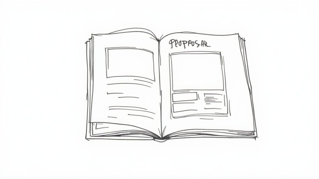 A person designing a professional nonprofit sponsorship proposal on a computer