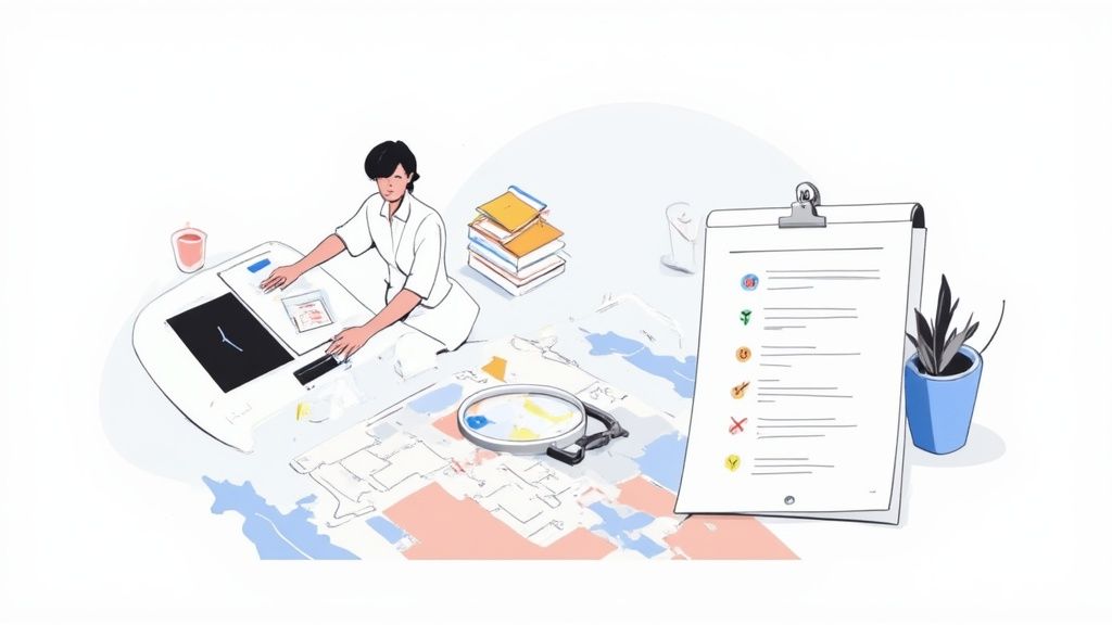 A person writing at a desk, surrounded by notes and a laptop, illustrating the grant writing process.