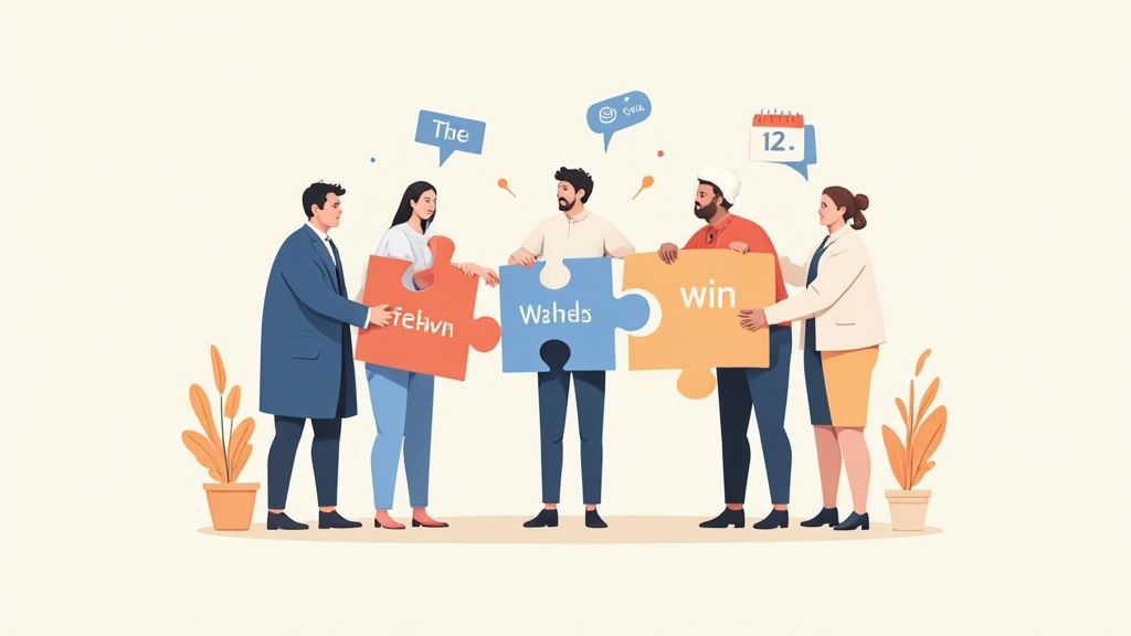 A person writing a compelling RFP response on a laptop