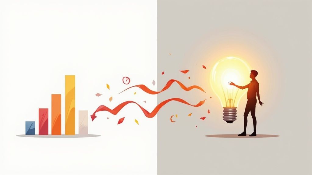 A person passionately telling a story to an engaged audience, representing the art of narrative in a grant inquiry letter.