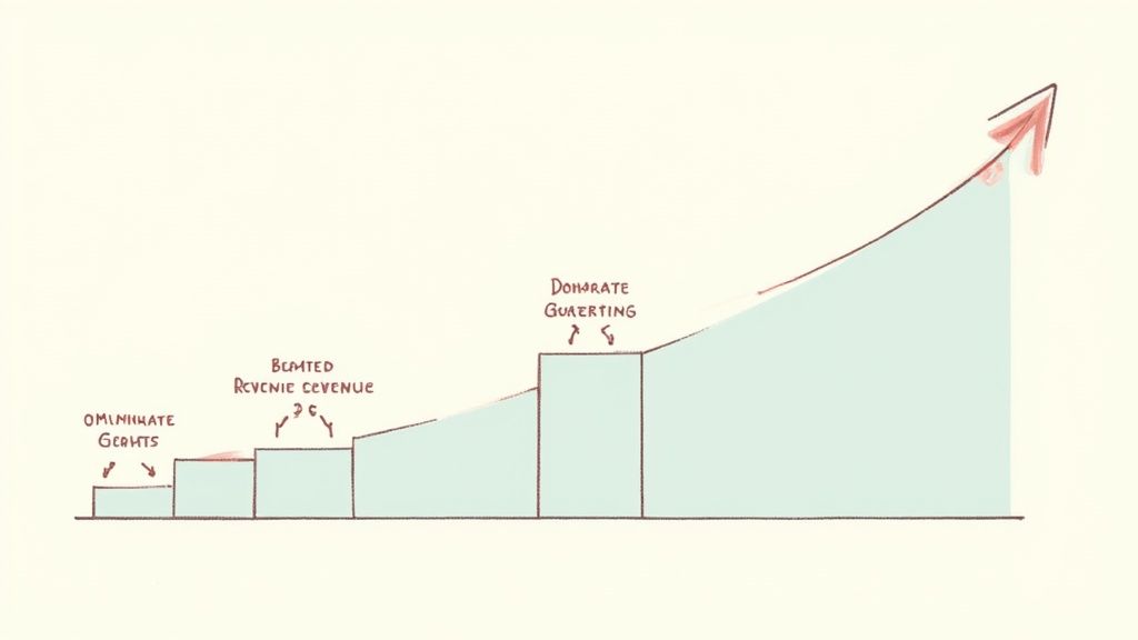 A financial chart showing income forecasting with green upward trends.