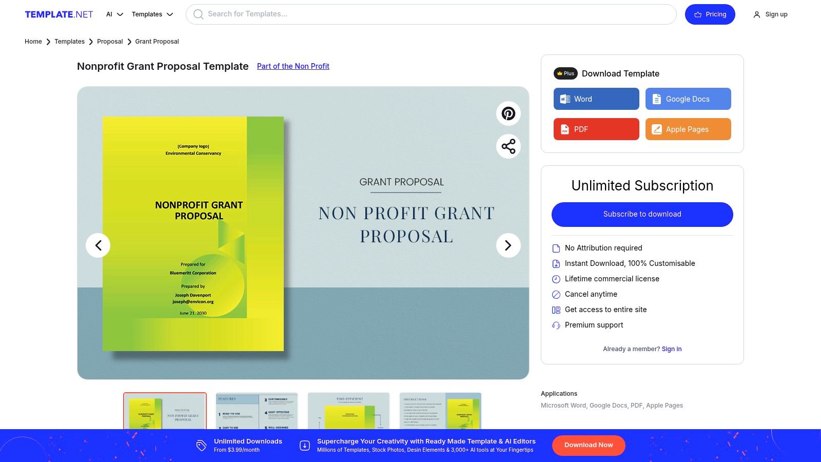 Template.net – Nonprofit Grant Proposal Templates