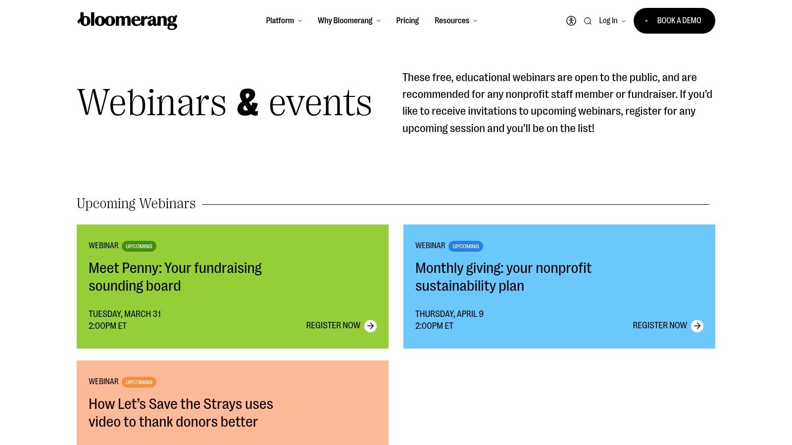 Bloomerang Webinars