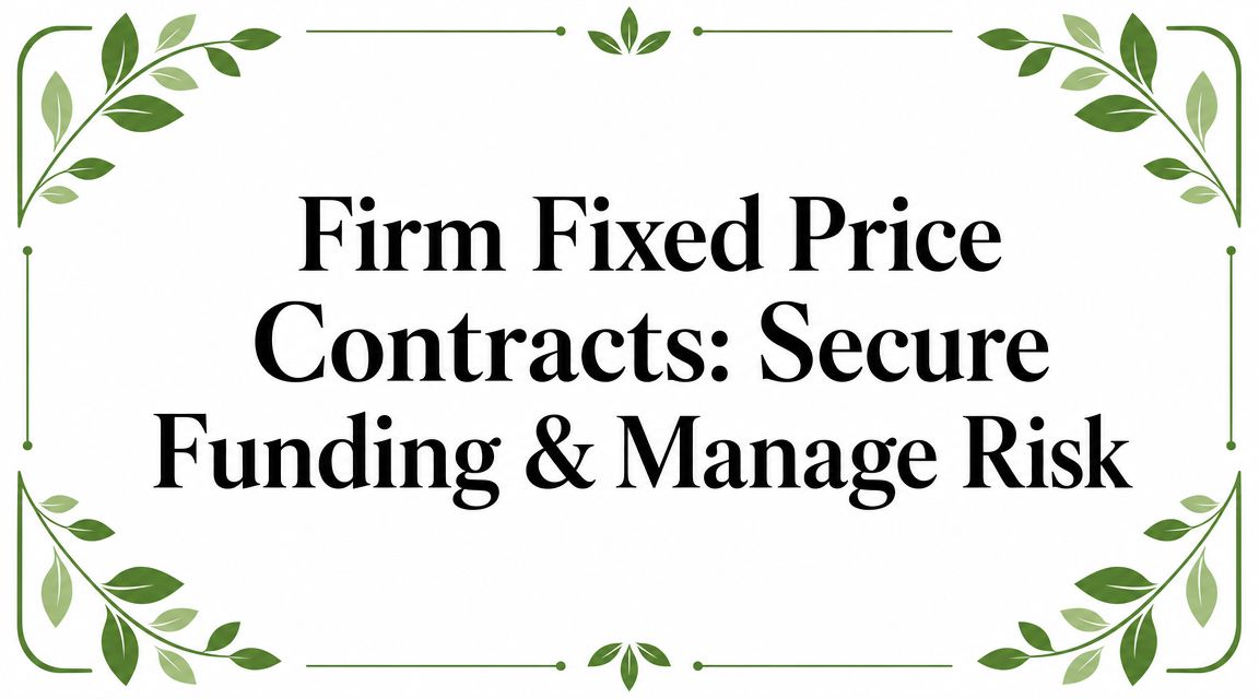 Firm Fixed Price Contracts: Secure Funding & Manage Risk