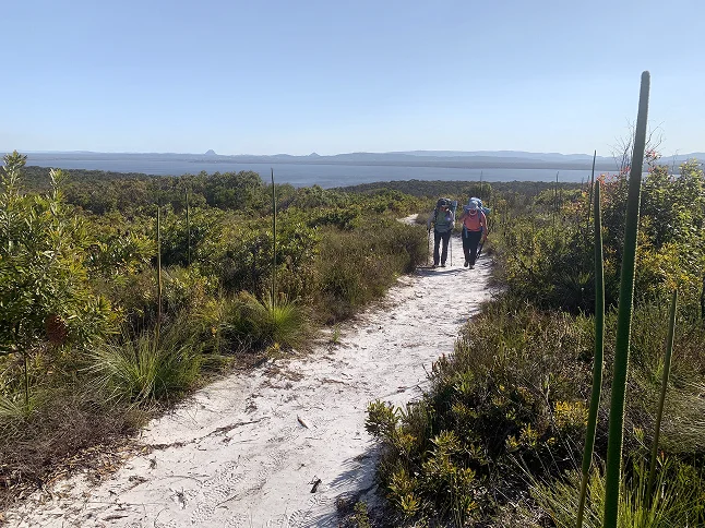 sand road walking with 2 guys