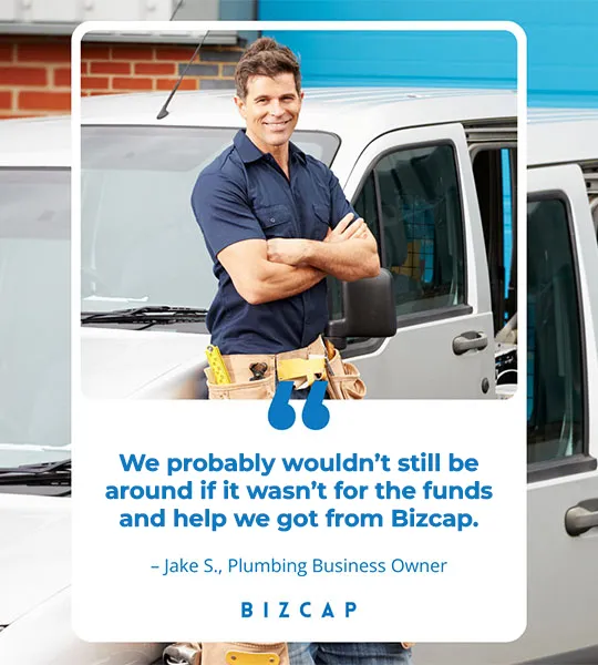 Quote card from a happy plumber after receiving a Bizcap Business loan.