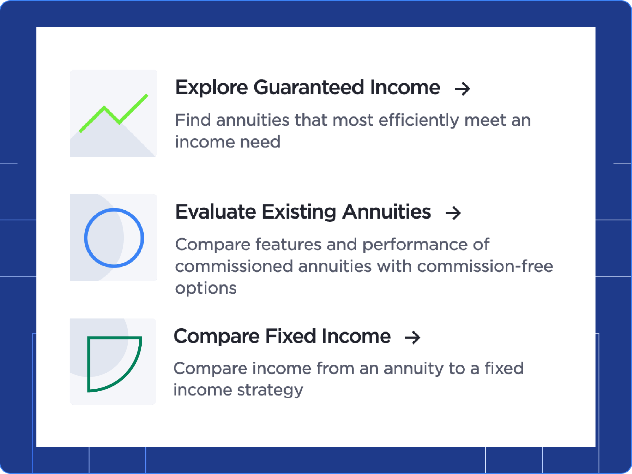 DPLFP Advisors tools menu highlighting income and annuity comparison options.
