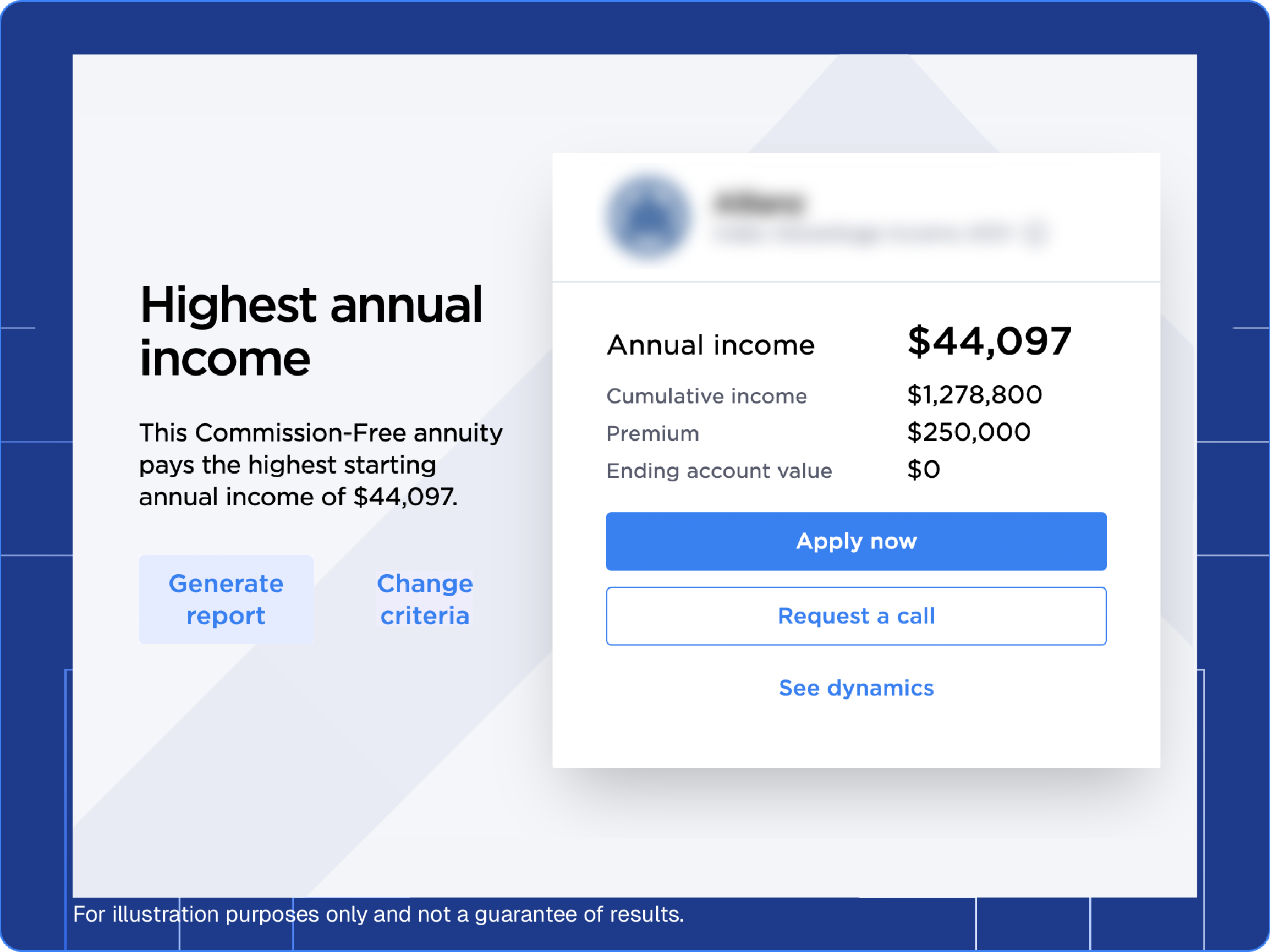 DPLFP Advisors report screen showing highest annual income results.