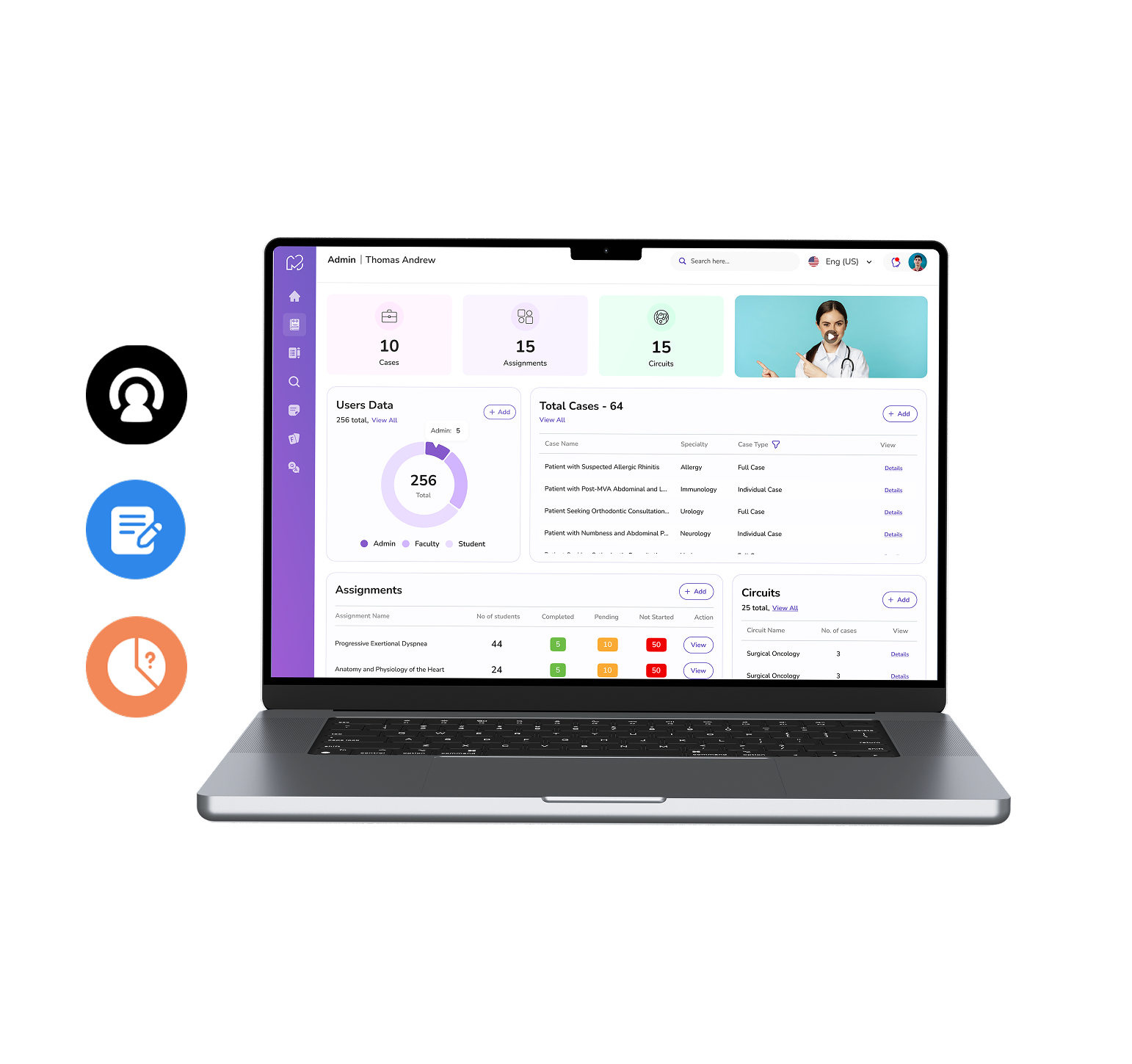 Open laptop displaying a medical dashboard