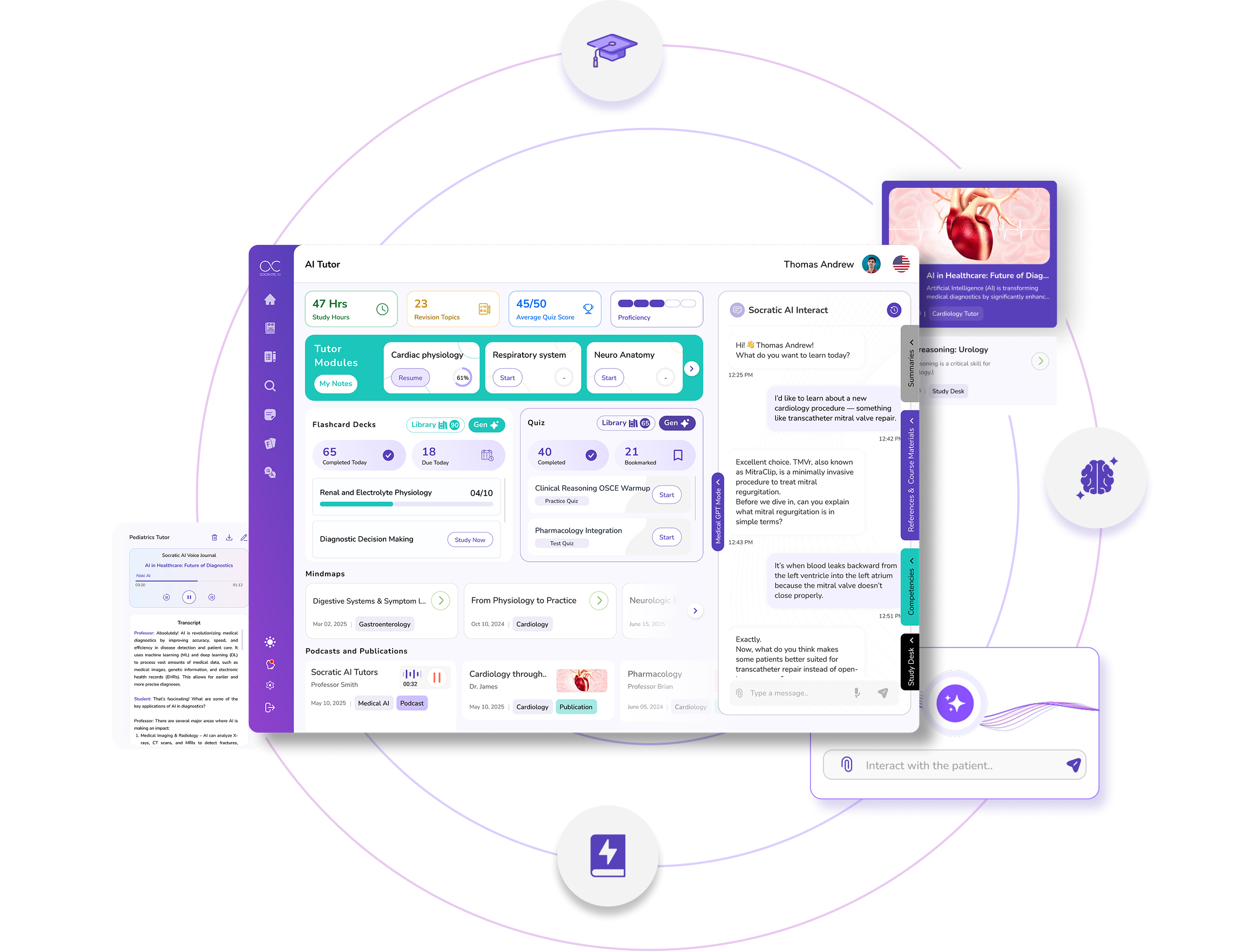 Dashboard of an AI Tutor app image