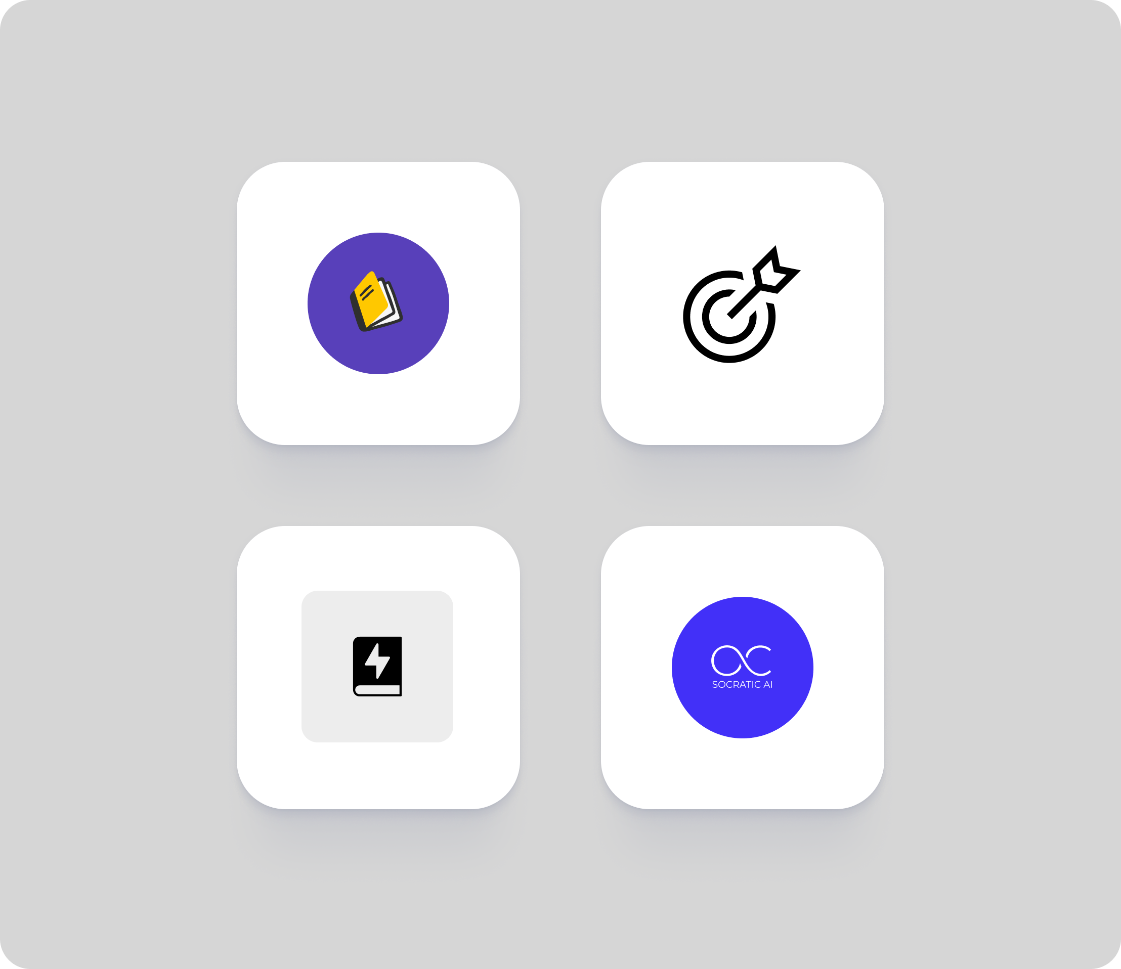 Four app icons on white rounded squares-image
