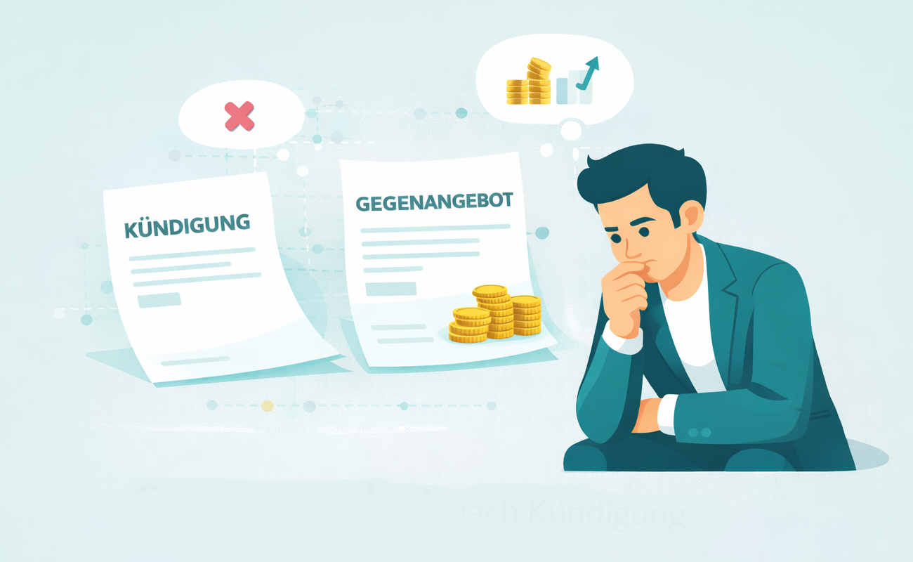 Mitarbeiter überlegt Gegenangebot nach Kündigung im Jobwechsel