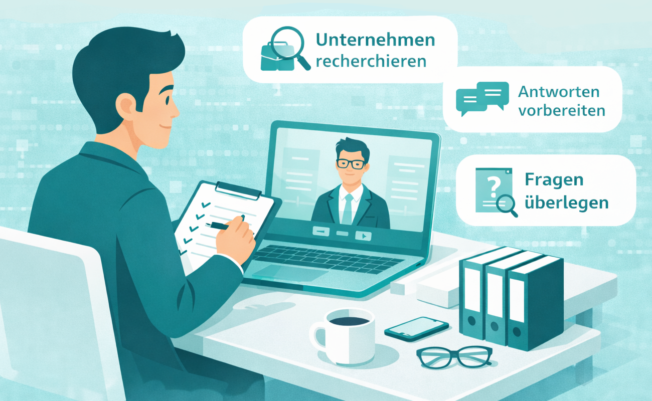 Vorbereitung auf Vorstellungsgespräch mit Recherche und Fragenplanung