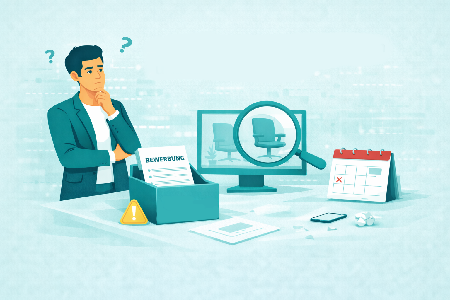 Nachdenklicher Arbeitgeber erhält keine Rückmeldung auf Bewerbung