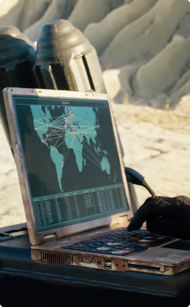 Manpack military radio in desert