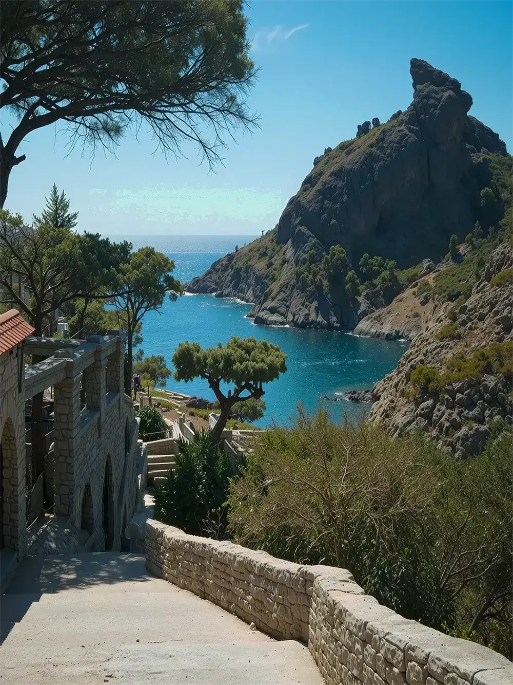 Salon extérieur de la Villa L'Île Verte avec vue mer, La Ciotat Provence