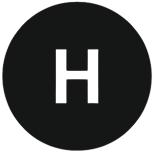 Black circle with a bold capital letter H in the center.