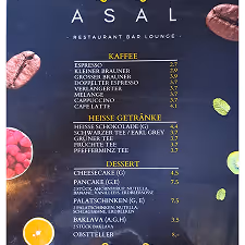 ASAL Restaurant Speisekarte