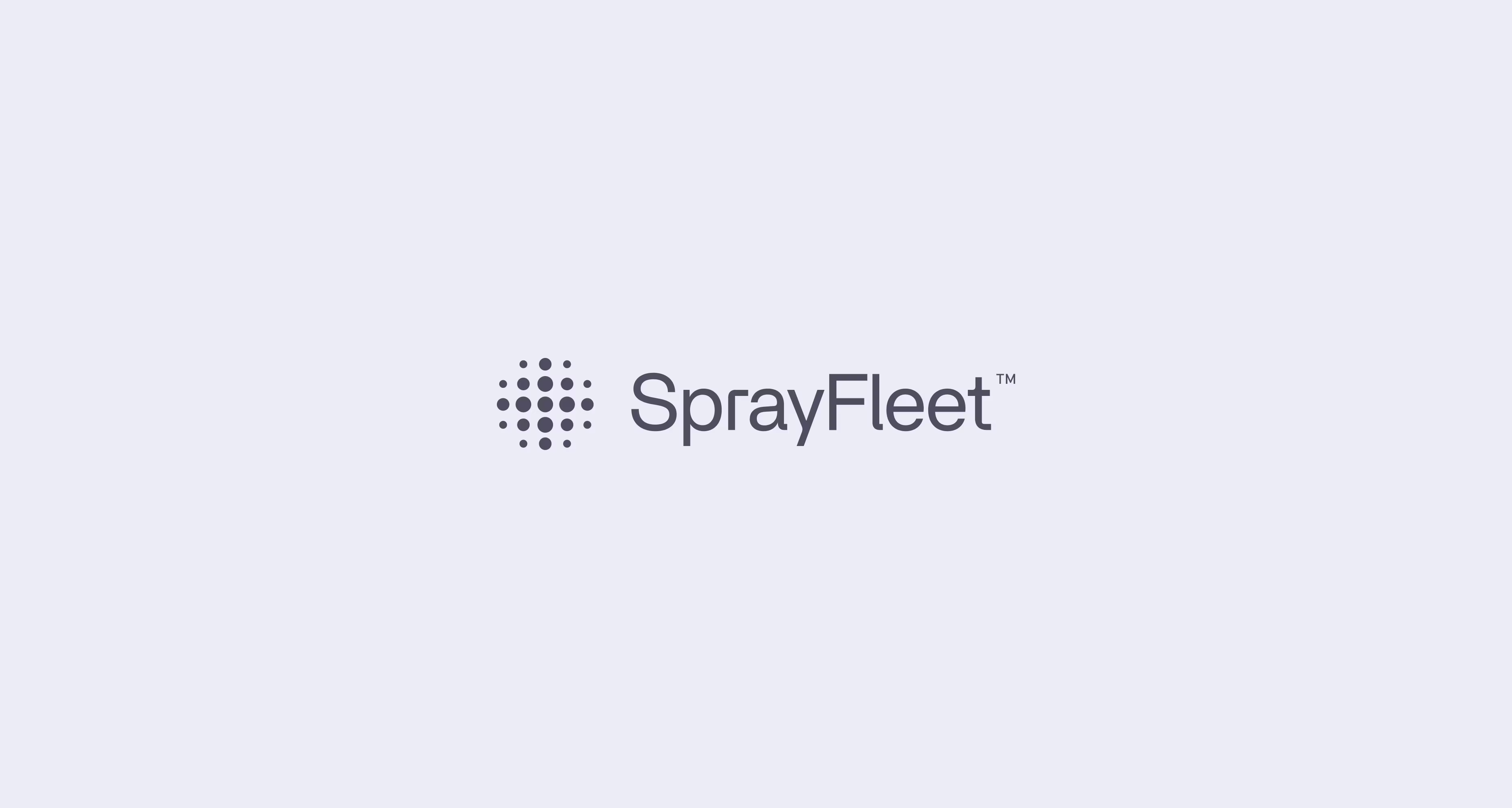 SprayFleet-logo med gitter af prikker i forskellige størrelser til venstre for teksten.