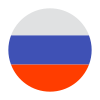 Circle icon of the Russian Federation flag with horizontal white, blue, and red stripes.