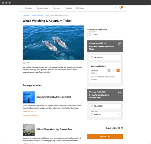 An example of tour operators offering packages as part of reselling tours.