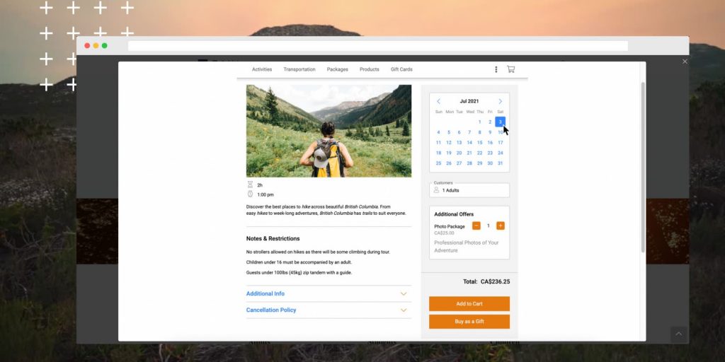 an example of user friendly design of online booking engine for tour operators