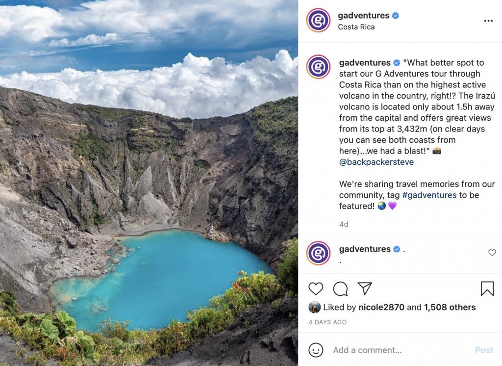 an example of social media marketing for tour and transport operators