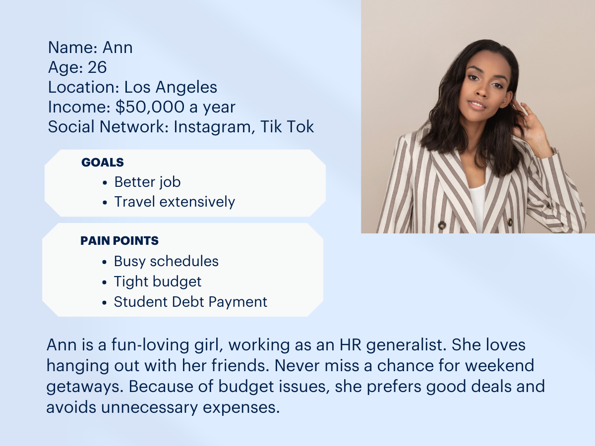 An example of buyer persona used by tour operators for social media marketing